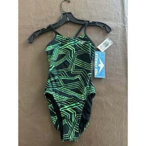 TYR The Finals youth Swanback Athletic One Piece Swimsuit Size 24